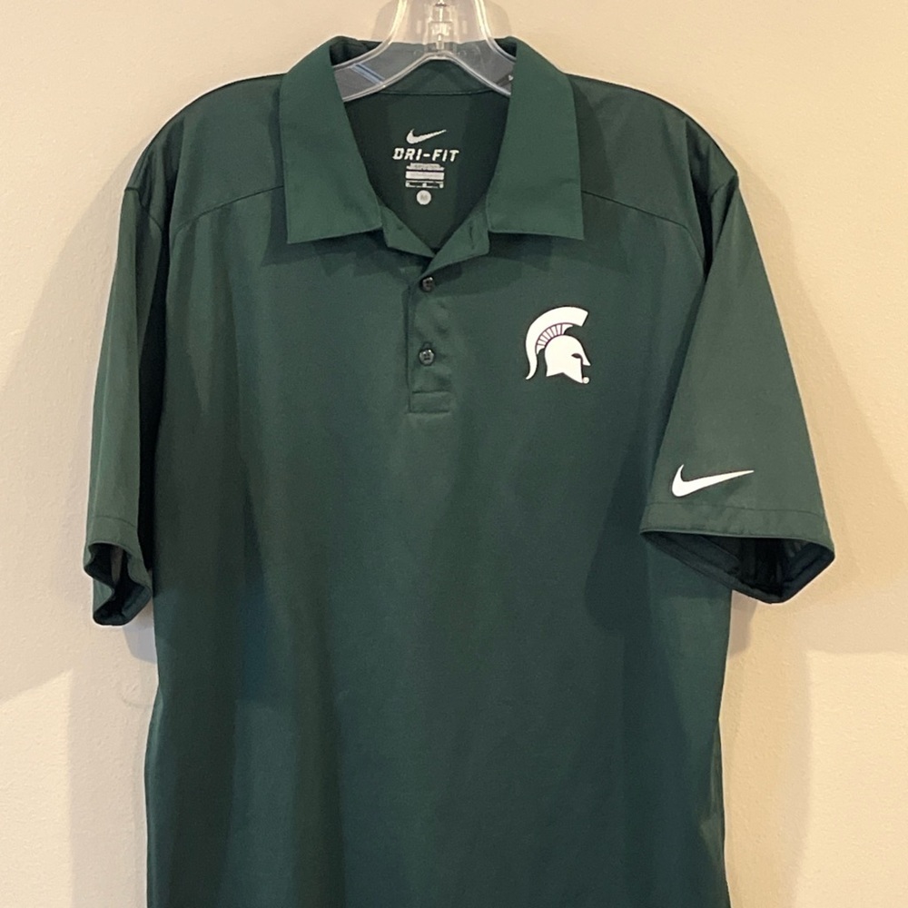 Nike Michigan State Spartans Medium Mens Shirt Polo Dri Fit Stretch Performance